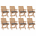 Klappbare Gartenstühle mit Kissen 8 Stk. Massivholz Teak