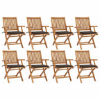 Klappbare Gartenstühle mit Kissen 8 Stk. Massivholz Teak