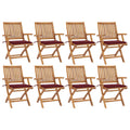 Klappbare Gartenstühle mit Kissen 8 Stk. Massivholz Teak