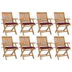 Klappbare Gartenstühle mit Kissen 8 Stk. Massivholz Teak