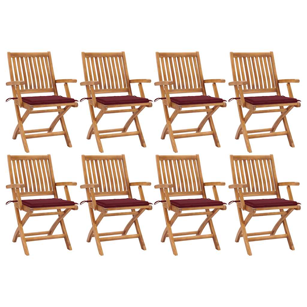 Klappbare Gartenstühle mit Kissen 8 Stk. Massivholz Teak