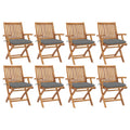 Klappbare Gartenstühle mit Kissen 8 Stk. Massivholz Teak