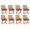 Klappbare Gartenstühle mit Kissen 8 Stk. Massivholz Teak