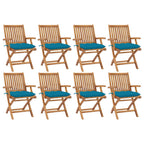 Klappbare Gartenstühle mit Kissen 8 Stk. Massivholz Teak