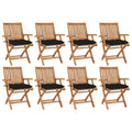 Klappbare Gartenstühle mit Kissen 8 Stk. Massivholz Teak