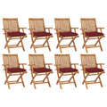 Klappbare Gartenstühle mit Kissen 8 Stk. Massivholz Teak