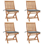Klappbare Gartenstühle mit Kissen 4 Stk. Massivholz Teak