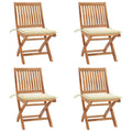 Klappbare Gartenstühle mit Kissen 4 Stk. Massivholz Teak