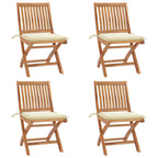 Klappbare Gartenstühle mit Kissen 4 Stk. Massivholz Teak