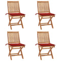 Klappbare Gartenstühle mit Kissen 4 Stk. Massivholz Teak