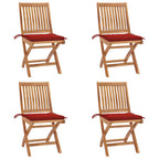 Klappbare Gartenstühle mit Kissen 4 Stk. Massivholz Teak