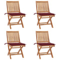 Klappbare Gartenstühle mit Kissen 4 Stk. Massivholz Teak