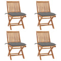 Klappbare Gartenstühle mit Kissen 4 Stk. Massivholz Teak