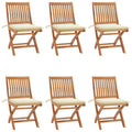Klappbare Gartenstühle mit Kissen 6 Stk. Massivholz Teak