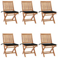 Klappbare Gartenstühle mit Kissen 6 Stk. Massivholz Teak