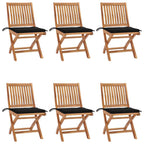 Klappbare Gartenstühle mit Kissen 6 Stk. Massivholz Teak