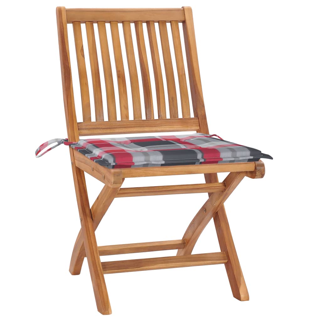 Klappbare Gartenstühle mit Kissen 6 Stk. Massivholz Teak