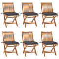 Klappbare Gartenstühle mit Kissen 6 Stk. Massivholz Teak