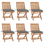 Klappbare Gartenstühle mit Kissen 6 Stk. Massivholz Teak