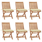 Klappbare Gartenstühle mit Kissen 6 Stk. Massivholz Teak