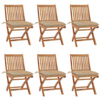 Klappbare Gartenstühle mit Kissen 6 Stk. Massivholz Teak