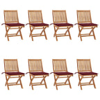 Klappbare Gartenstühle mit Kissen 8 Stk. Massivholz Teak