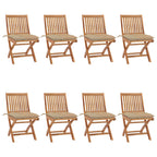 Klappbare Gartenstühle mit Kissen 8 Stk. Massivholz Teak