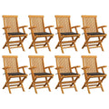Gartenstühle mit Taupe Kissen 8 Stk. Massivholz Teak