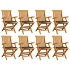 Gartenstühle mit Taupe Kissen 8 Stk. Massivholz Teak