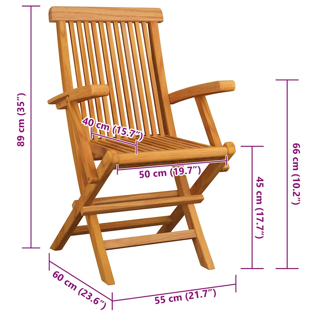 Gartenstühle mit Königsblauen Kissen 8 Stk. Massivholz Teak