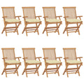 Gartenstühle mit Cremeweißen Kissen 8 Stk. Massivholz Teak