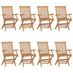 Gartenstühle mit Roten Kissen 8 Stk. Massivholz Teak