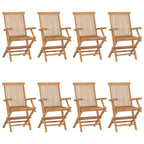 Gartenstühle mit Weinroten Kissen 8 Stk. Massivholz Teak