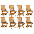 Gartenstühle mit Taupe Kissen 8 Stk. Massivholz Teak