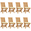 Gartenstühle mit Cremeweißen Kissen 8 Stk. Massivholz Teak