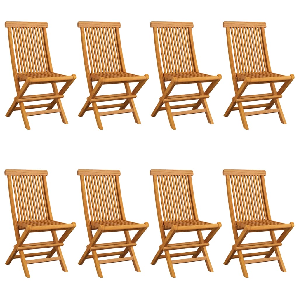 Gartenstühle mit Taupe Kissen 8 Stk. Massivholz Teak