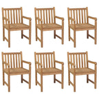 Gartenstühle 6 Stk. mit Cremeweißen Kissen Massivholz Teak