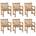 Gartenstühle 6 Stk. mit Schwarzen Kissen Massivholz Teak