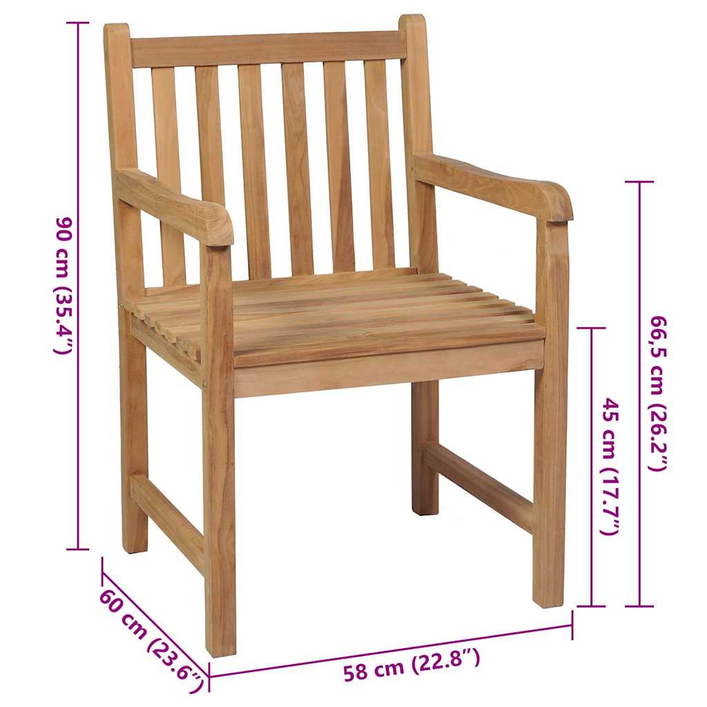 Gartenstühle 8 Stk. mit Roten Kissen Massivholz Teak