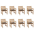 Gartenstühle 8 Stk. mit Taupe Kissen Massivholz Teak