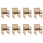 Gartenstühle 8 Stk. mit Taupe Kissen Massivholz Teak