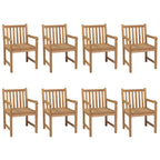 Gartenstühle 8 Stk. mit Grauen Kissen Massivholz Teak