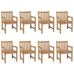 Gartenstühle 8 Stk. mit Schwarzen Kissen Massivholz Teak