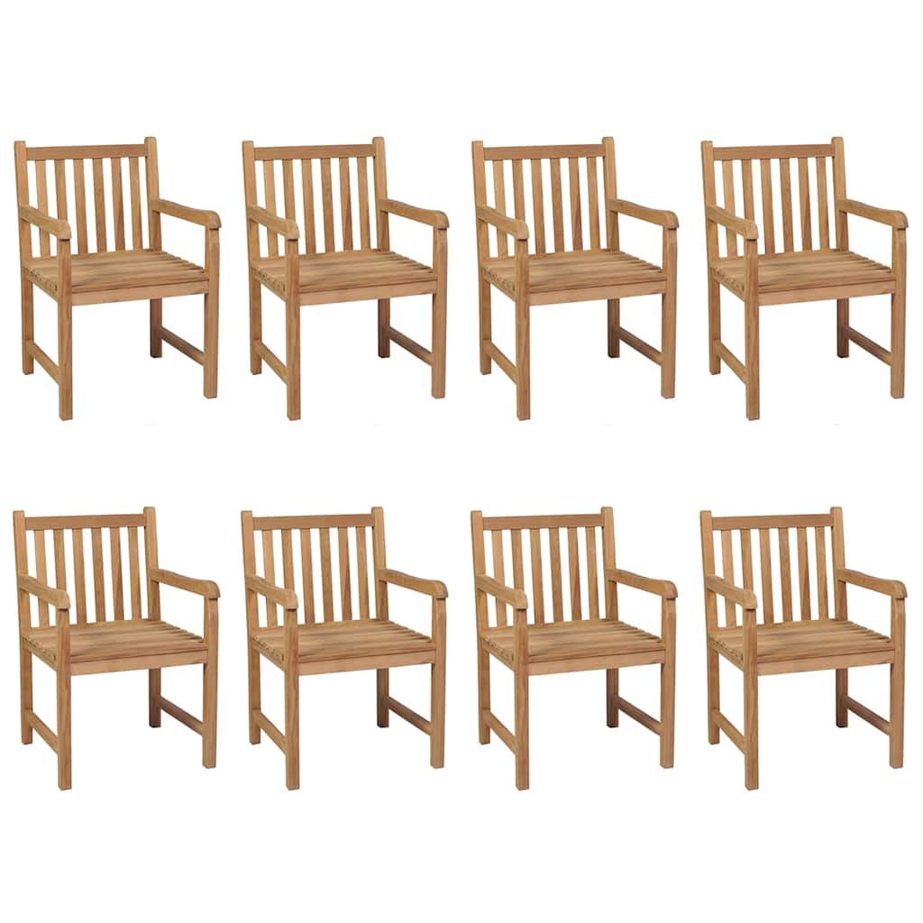 Gartenstühle 8 Stk. mit Schwarzen Kissen Massivholz Teak