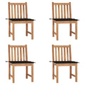 Gartenstühle 4 Stk. mit Kissen Massivholz Teak