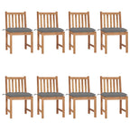 Gartenstühle 8 Stk. mit Kissen Massivholz Teak