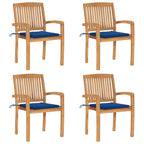 Stapelbare Gartenstühle mit Kissen 4 Stk. Massivholz Teak