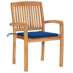 Stapelbare Gartenstühle mit Kissen 8 Stk. Massivholz Teak