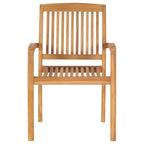 Stapelbare Gartenstühle mit Kissen 4 Stk. Massivholz Teak