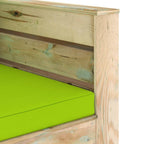 2-tlg. Garten-Lounge-Set mit Kissen Grün Imprägniertes Holz